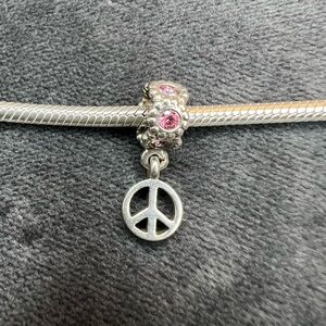 RETIRED Pandora Peace Sign Dangle Charm